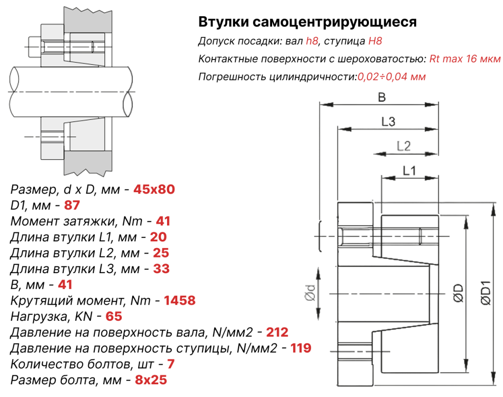 Чертеж втулка зажимная ВК15 45х80 Чертеж втулка зажимная ВК15 45х80